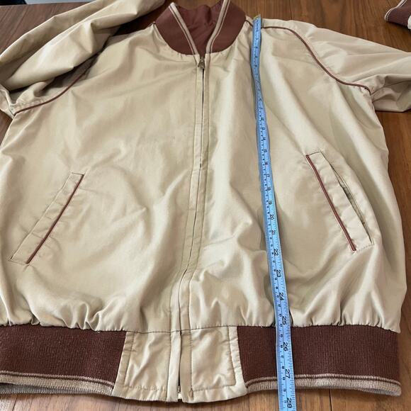 Vintage Sears Bomber Jacket Size Large Reversible Tan Trench Rust Rain - Picture 8 of 14